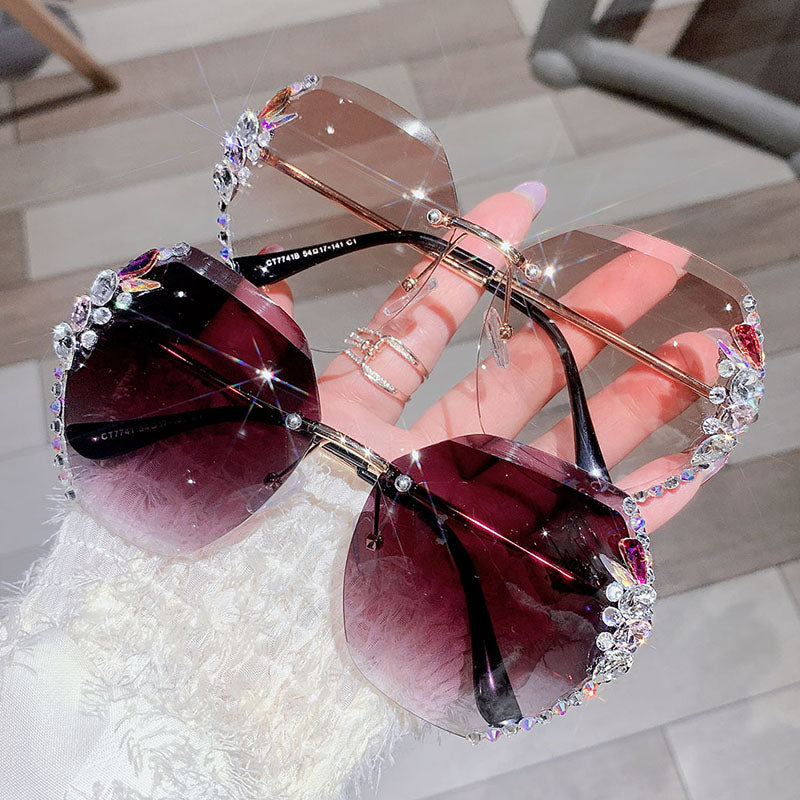 Rimless Rhinestone Sunglasses