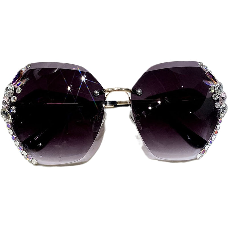 Rimless Rhinestone Sunglasses