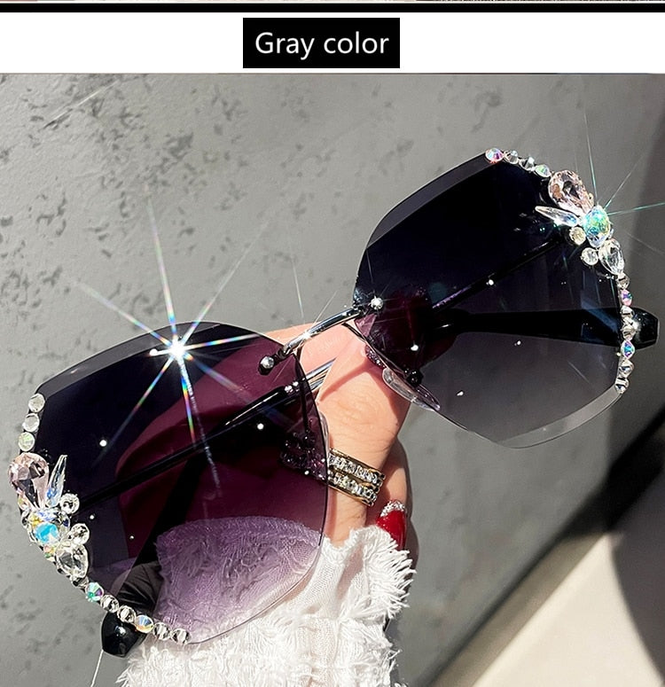 Rimless Rhinestone Sunglasses