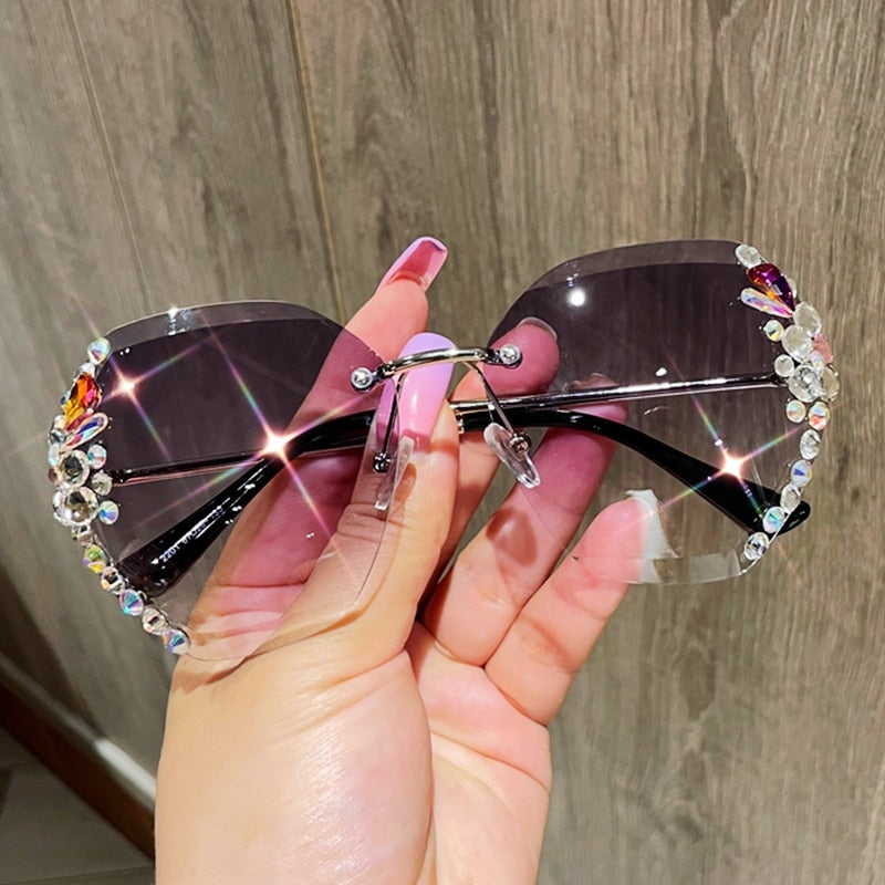 Rimless Rhinestone Sunglasses