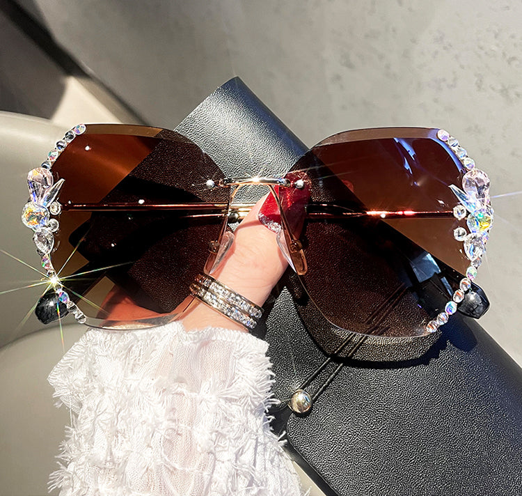 Rimless Rhinestone Sunglasses