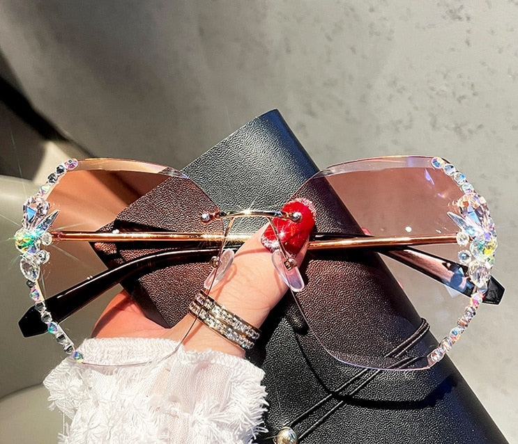 Rimless Rhinestone Sunglasses