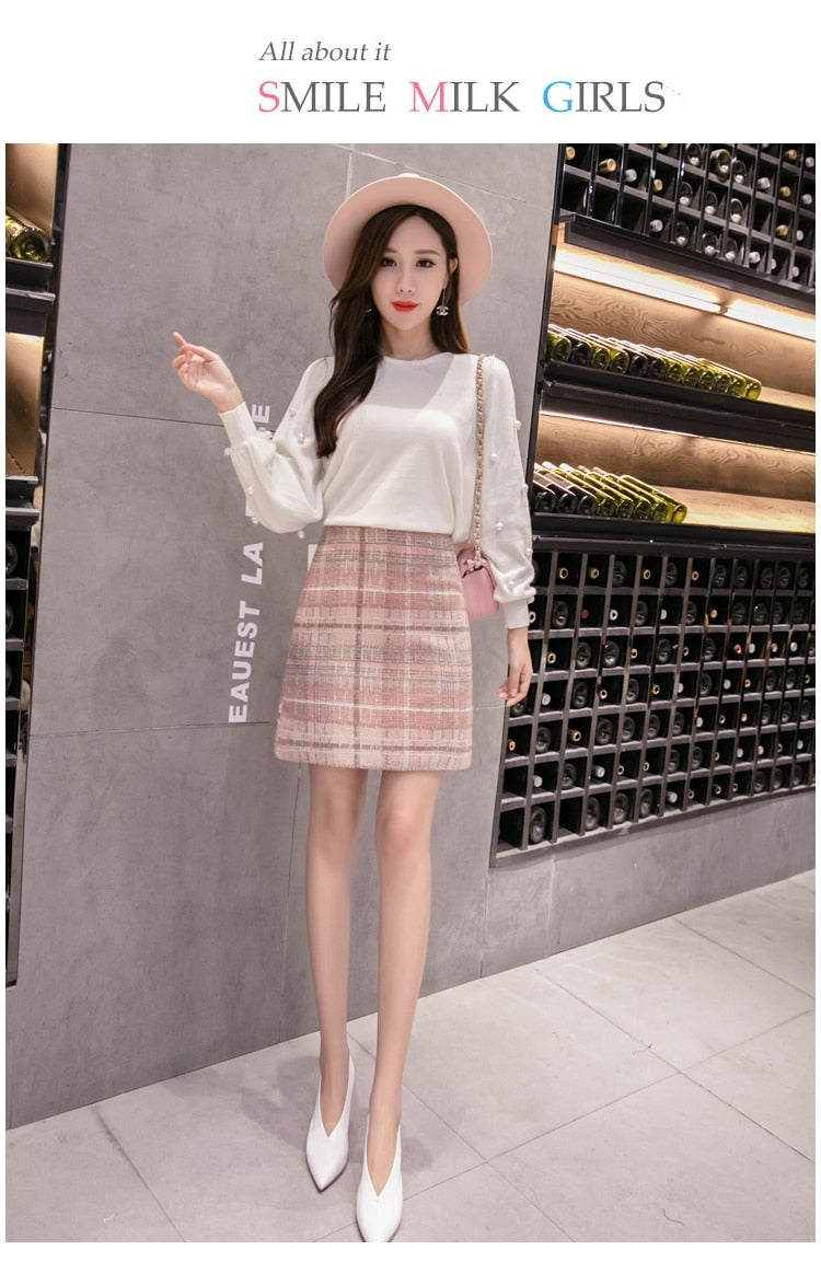 Mini High Waist Woollen Skirt