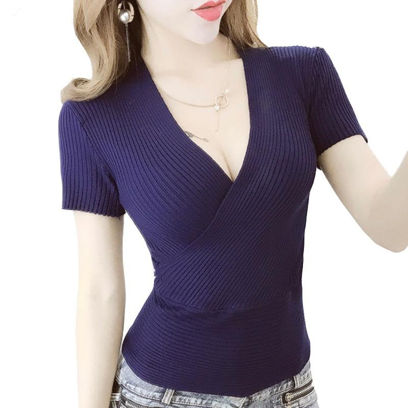 Short Sleeve Knitted Blouse