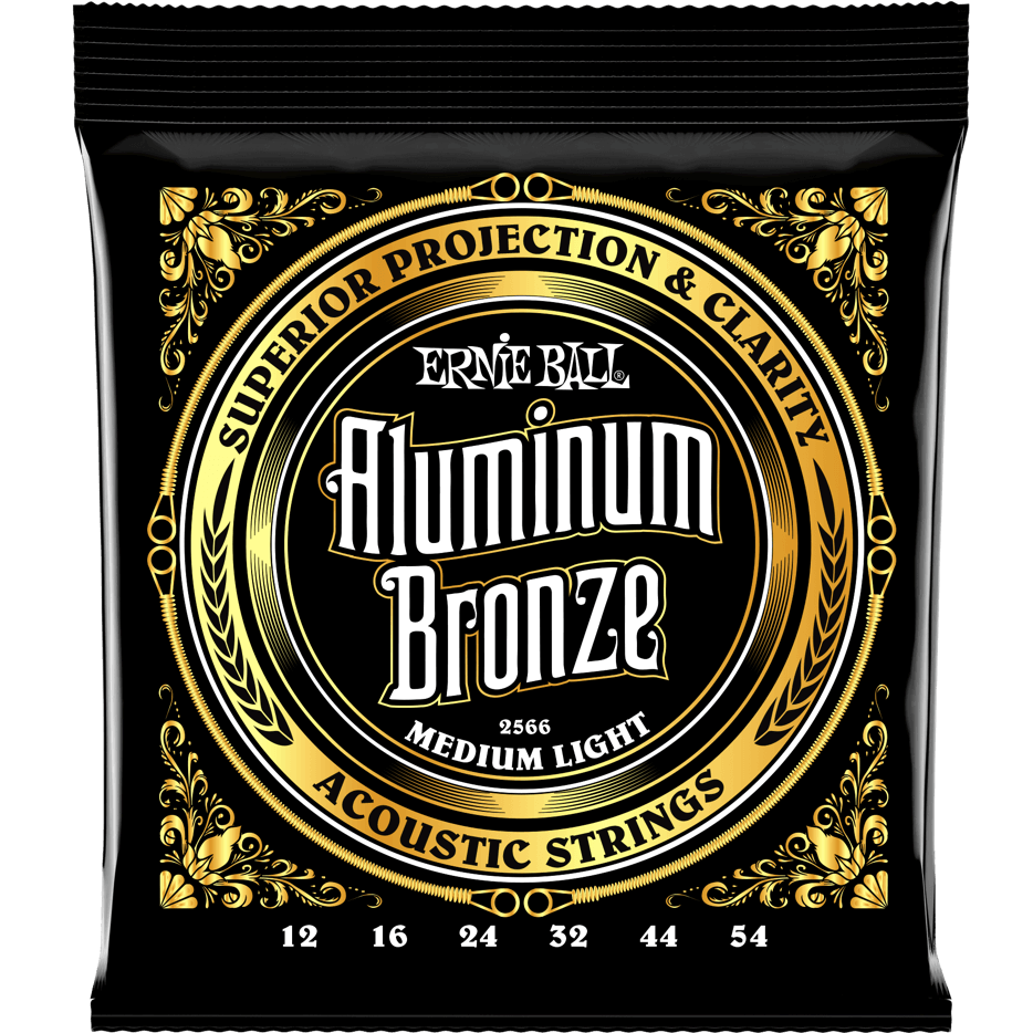 Ernie Ball P02566 Aluminum Bronze Acoustic Guitar Strings, Medium-Light 12-54