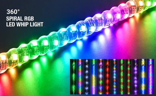 360° spiral RGBW led  whip lights | LOYO