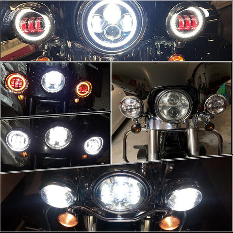 4.5 inch round fog lights with halo DRL for harley motorcycle