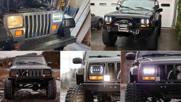 Square LED Headlights for truck Jeep XJ YJ