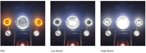 7 inch headlight and 4.5 inch passing light combo for harley motorcycle