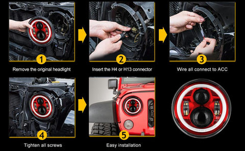 Jeep Led Headlight With Angel Eye