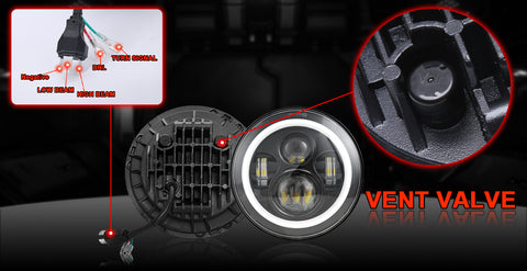 7 inch 45W Headlights with Angel Eye