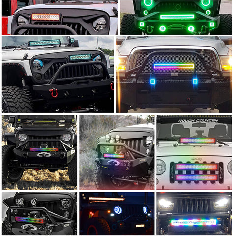 Chasing RGB Halo DRL Flood Spot combo led light bar and square cube led work light