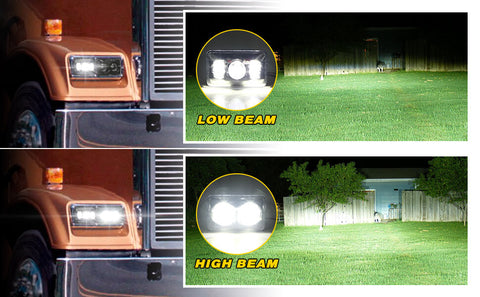 4 pcs 4x6 Inch LED Headlights DOT Approved Rectangular H4651 H4652 H4656 H4666 H6545 Headlight Replacement