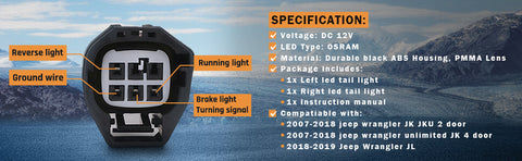 Jeep wrangler tail lights led lights | LOYO