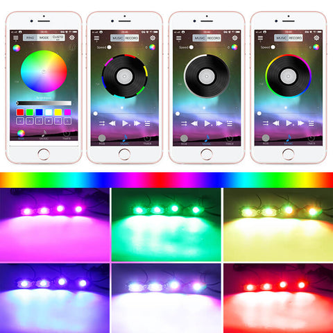 RGBW led rock lights, music mode, bluetooth controller