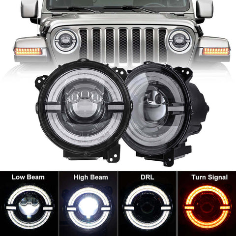 9 inch Jeep wrangler LED headlights for JL, gladiator TJ |  loyo-led.com