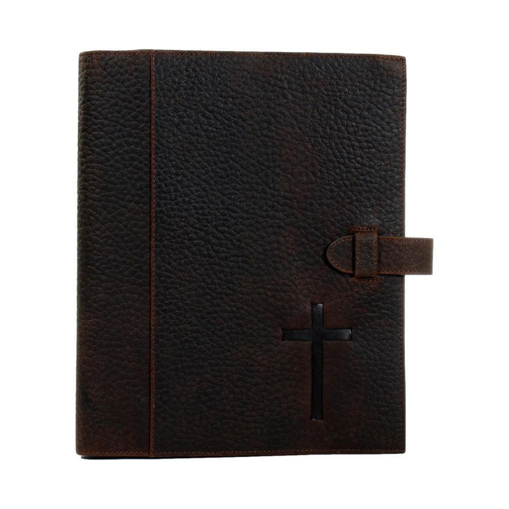 Nocona Embossed Cross Tab Closure Brown Bible Cover