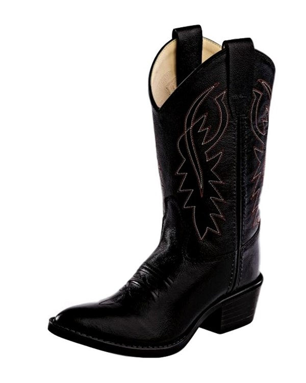 OLD WEST YOUTH NARROW J TOE BLACK COWBOY BOOTS
