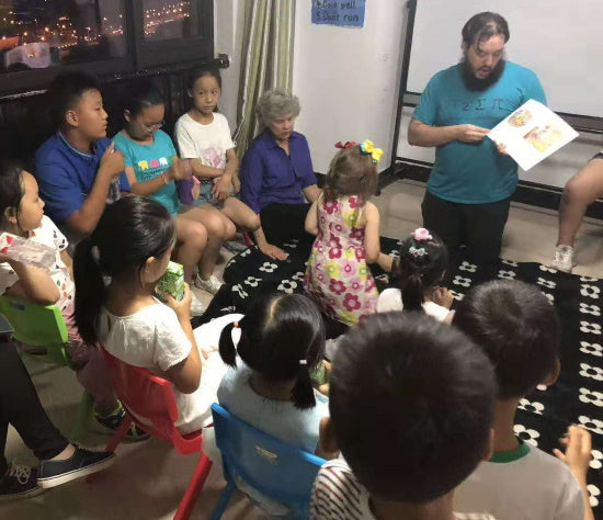 Leading an English story time