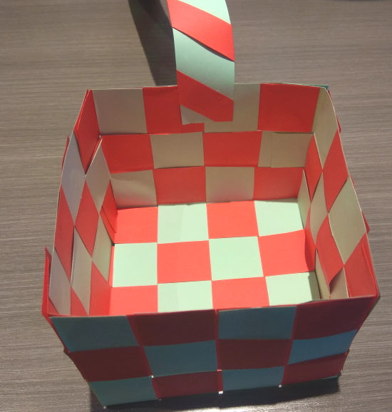 Attaching the candy cane striped basket handle