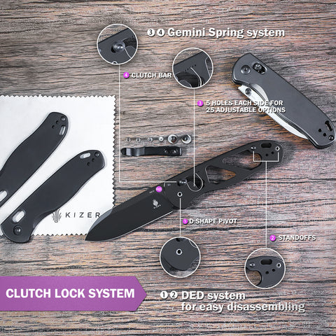 KIZER DROP BEAR CLUTCH LOCK ALUMINIUM GUNMETAL - V3619C1