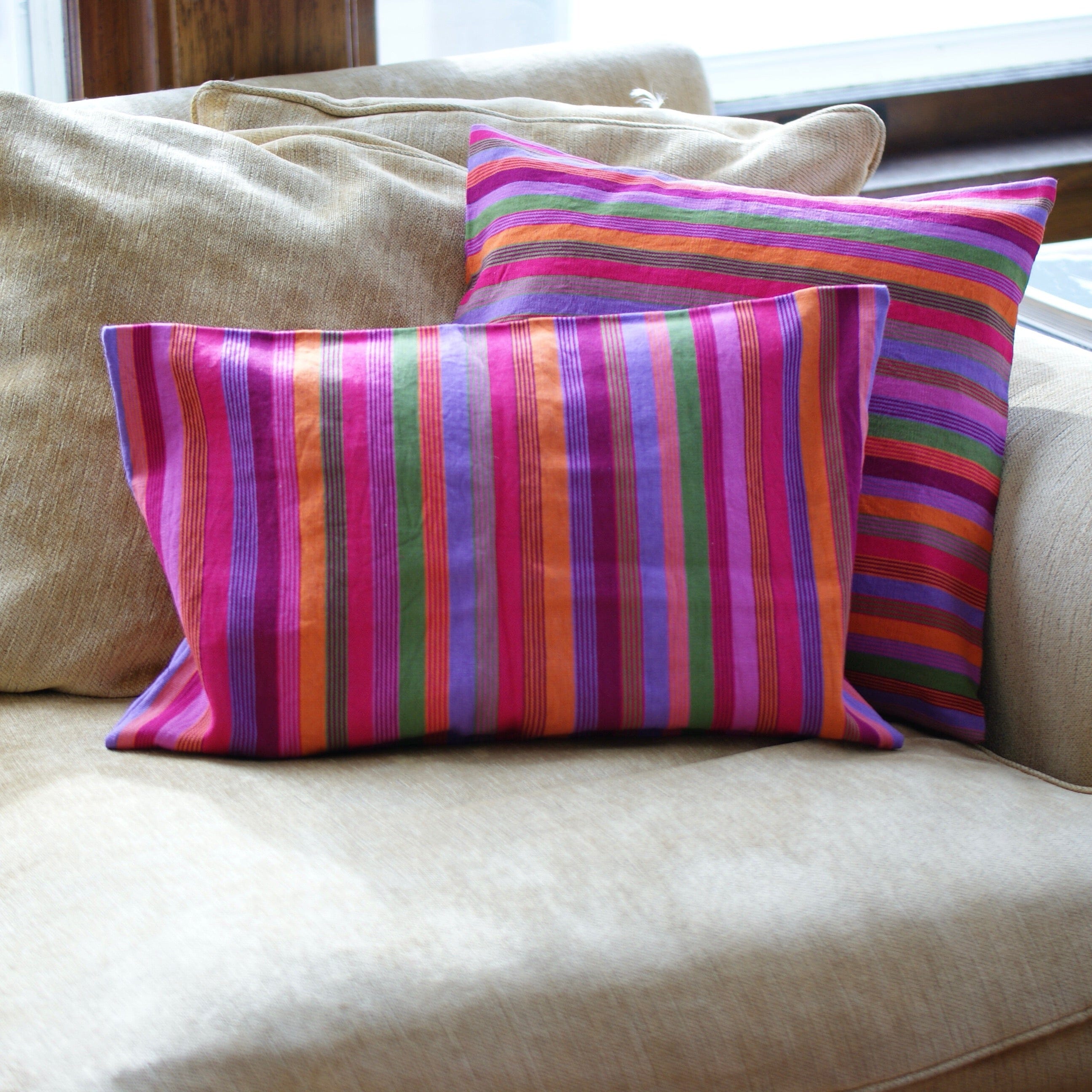 Bright Stripes Chiapas Handwoven Pillows