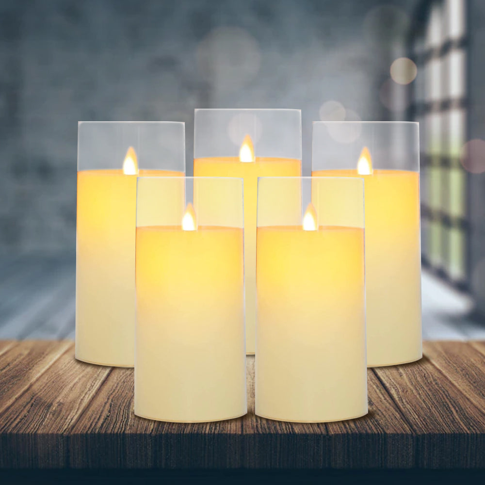 ?? 5 pcs LED Candles Create A Cozy And Sophisticated Atmosphere With Our Flameless LED Pillar Candles, Large 6