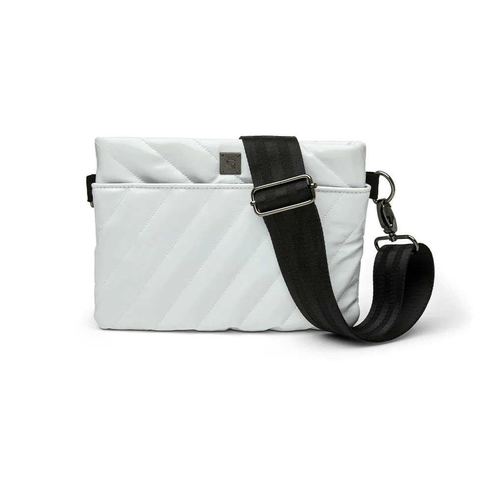 Diagonal Bum Bag 2.0- White Patent