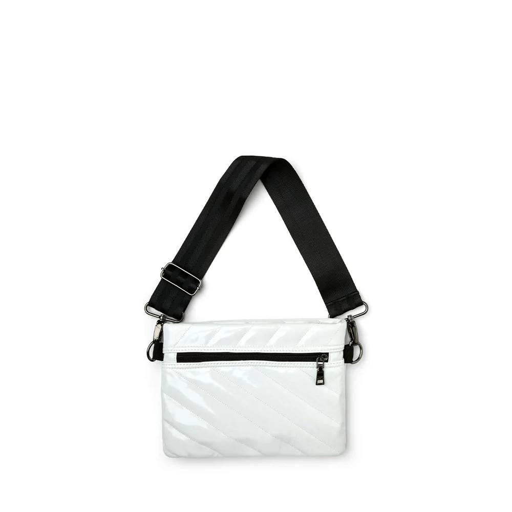 Diagonal Bum Bag 2.0- White Patent