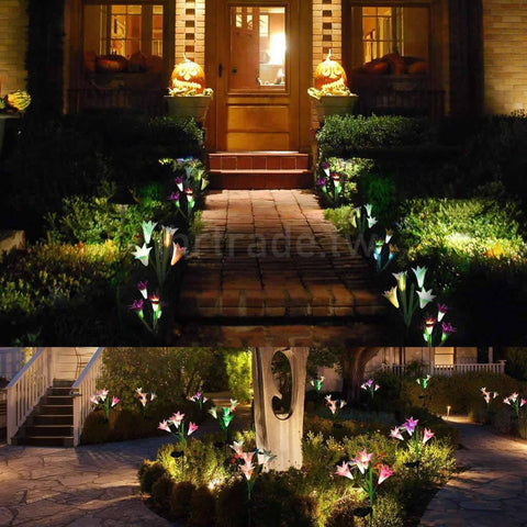 Ihrtrade,Home & Kitchen,DS30177_lilylights_purple,Artificial lily solar garden stake lights,Butterfly solar stake lights,Artificial lily solar lights