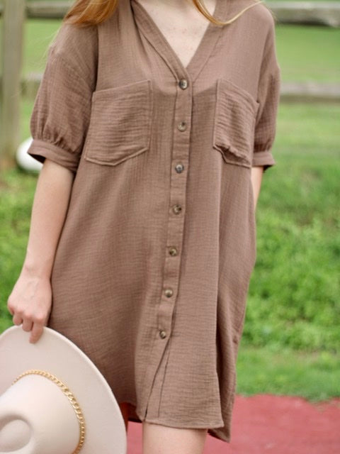 Coffee and conversation shift dress - Mocha