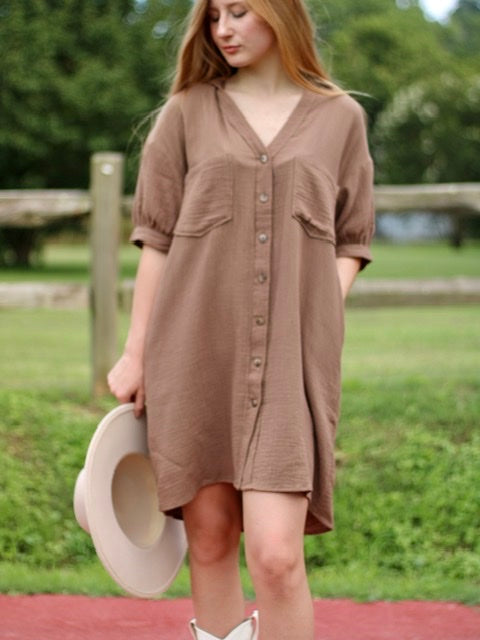 Coffee and conversation shift dress - Mocha