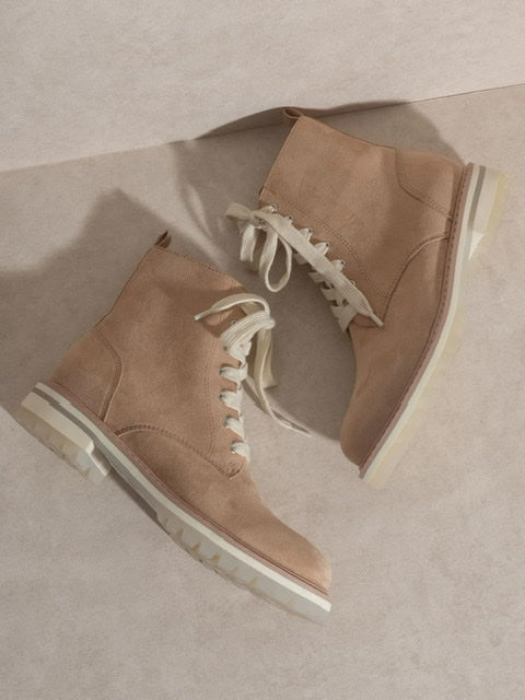 THE TATUM NUDE LACE UP COMBAT BOOT