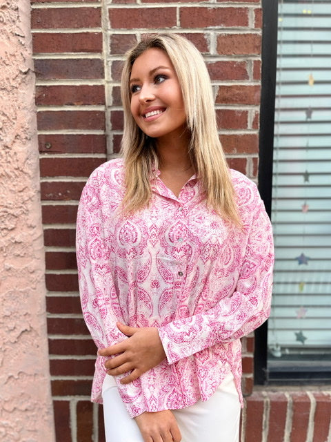 The Lily Pink Button Up Top