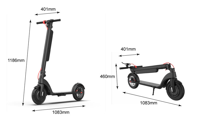 HX X8 electric kick scooter-dimensions