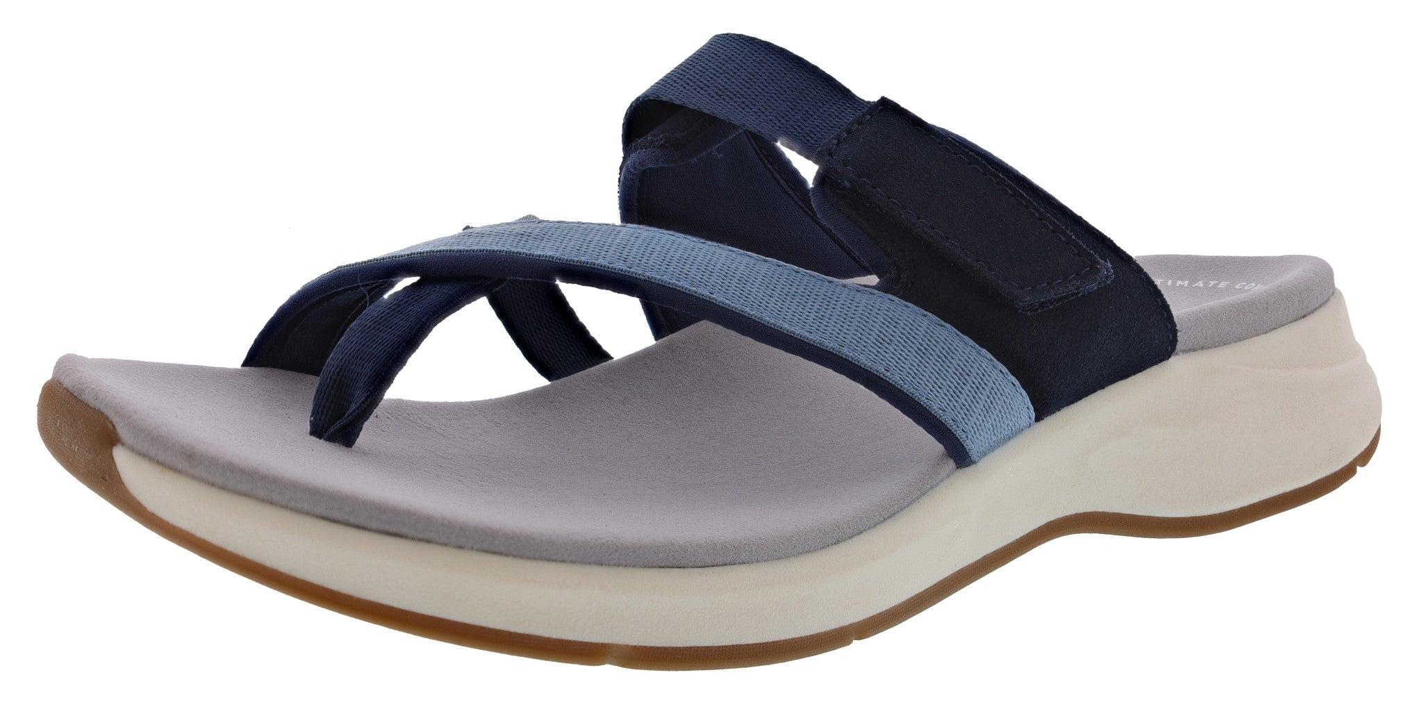  Clarks Women's Solan Surf Hook & Loop Strap Narrow Flip Flops 