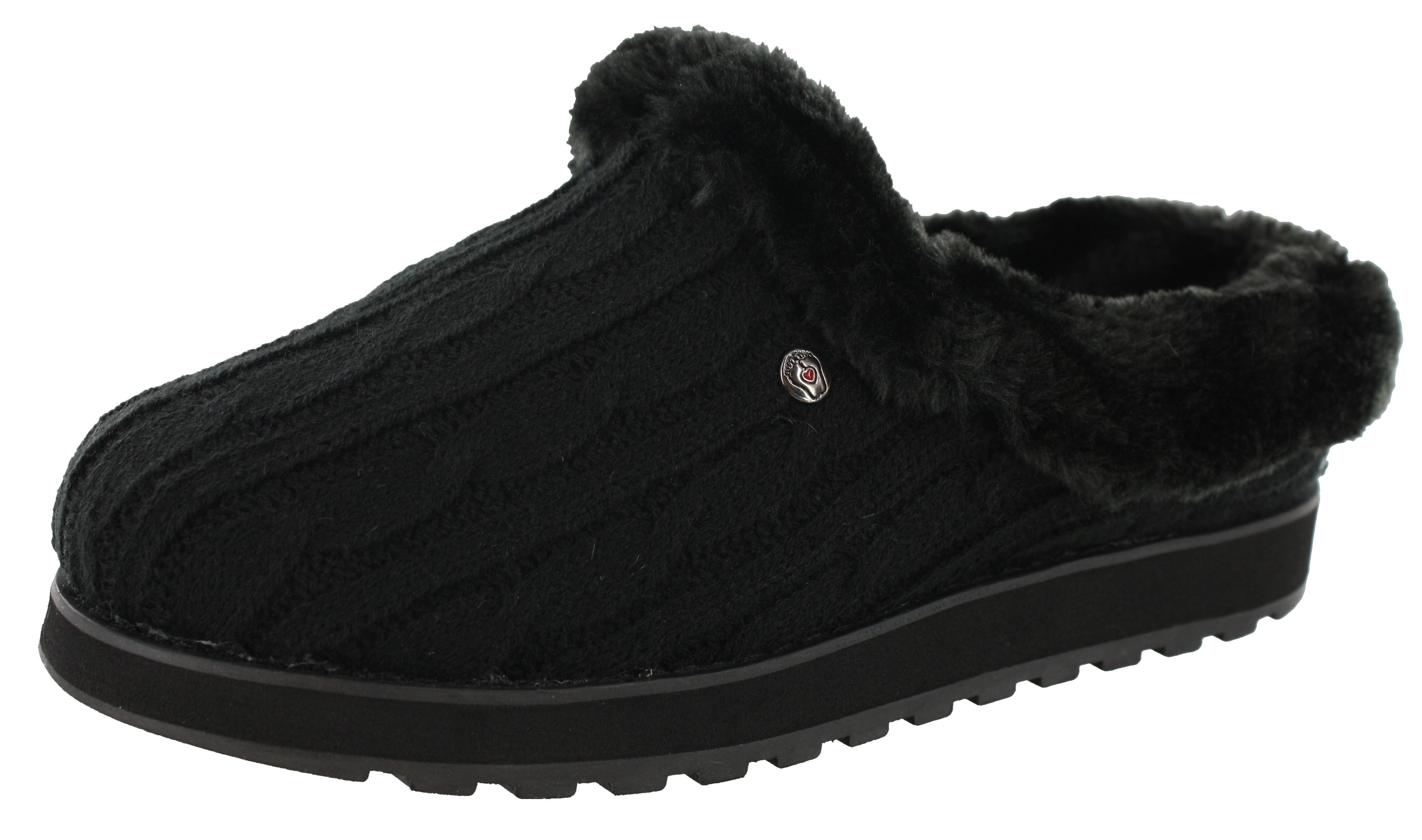  Skechers Women Wide Width Furry Cozy Open Back Slippers Ice Angel 