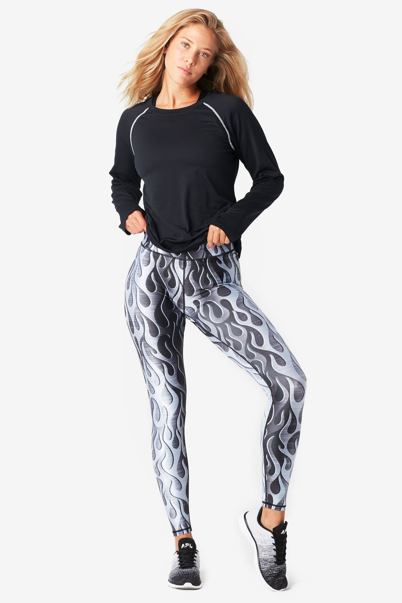 Terez x Torchd Hi-Shine Leggings in Titanium