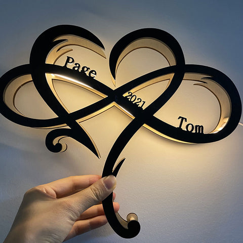Infinity Love Heart Shape Light Home Decor Customize Name