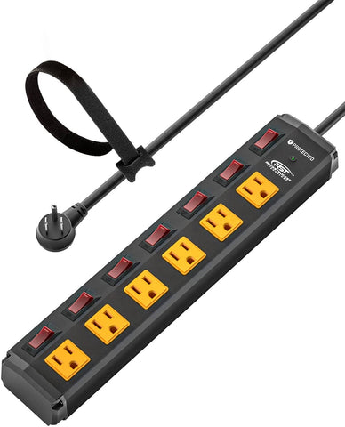 CRST 6-Outlets 6 ft. Heavy-Duty Surge Protector Power Strip 15A