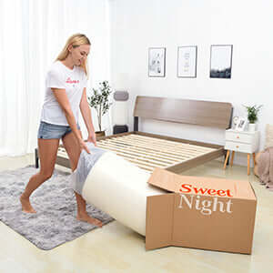 Sweet Night Ocean Blue Hybrid Mattress in box and easy set up