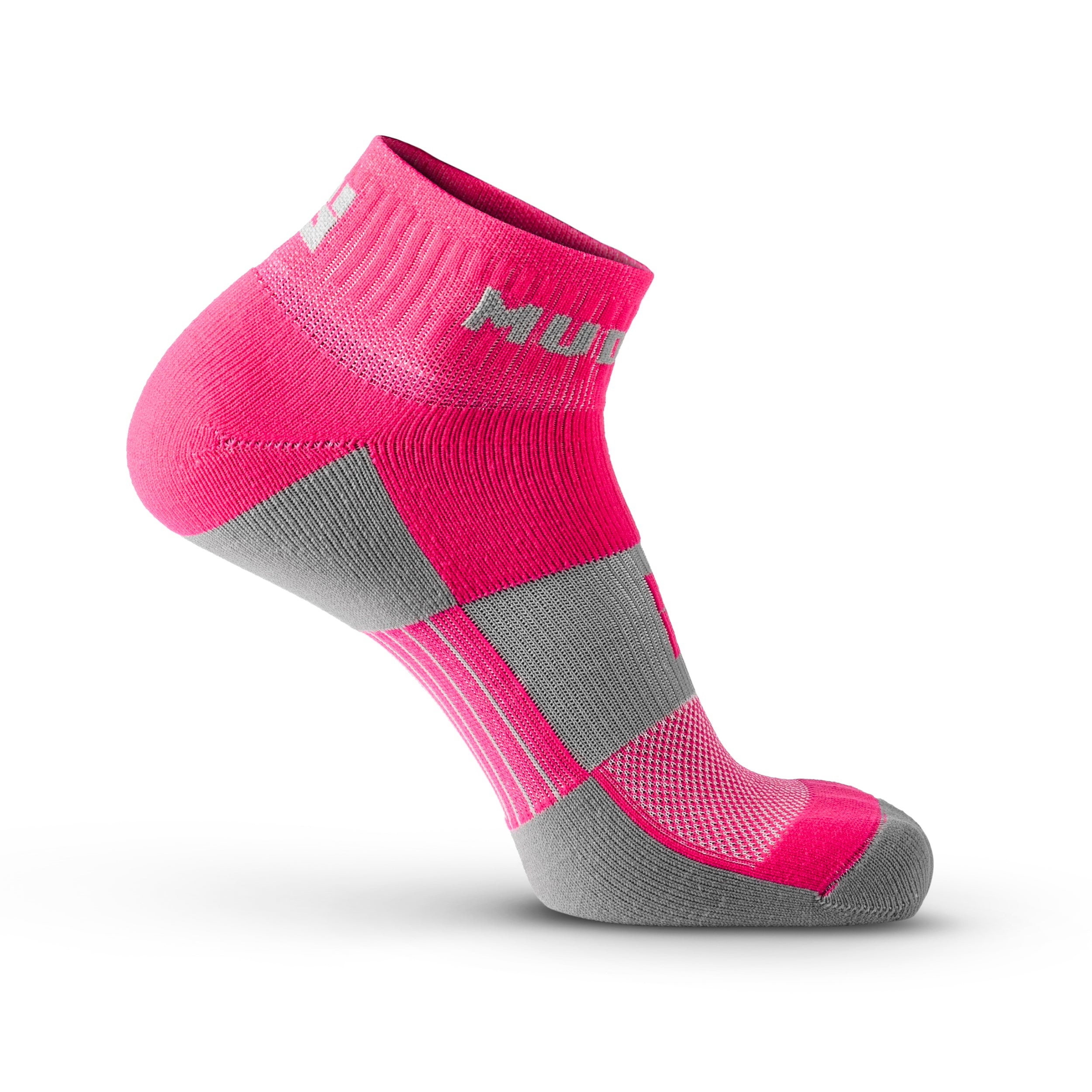 MudGear Quarter (?) Crew Socks - Pink/Gray (2 pair pack)