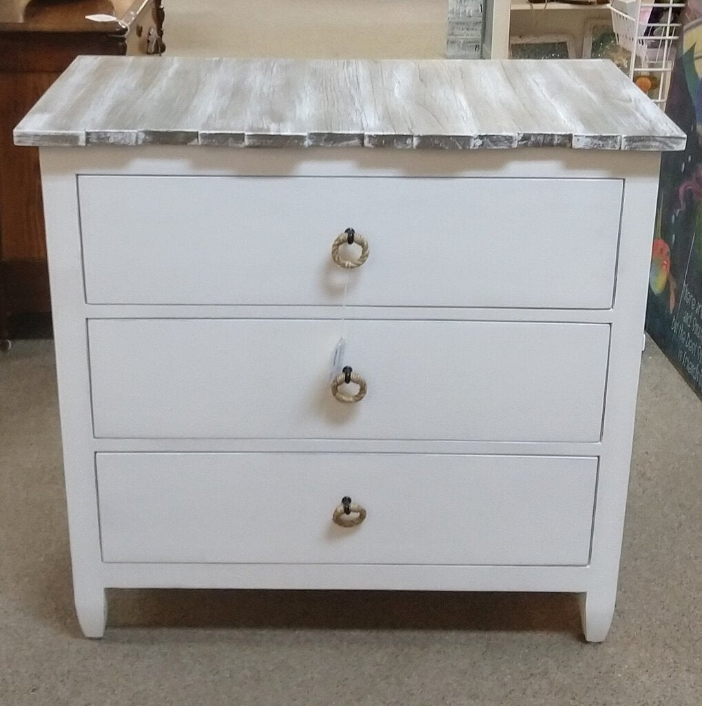 NEW Picket Fence 3 Drawer Chest - Grey/Blanc