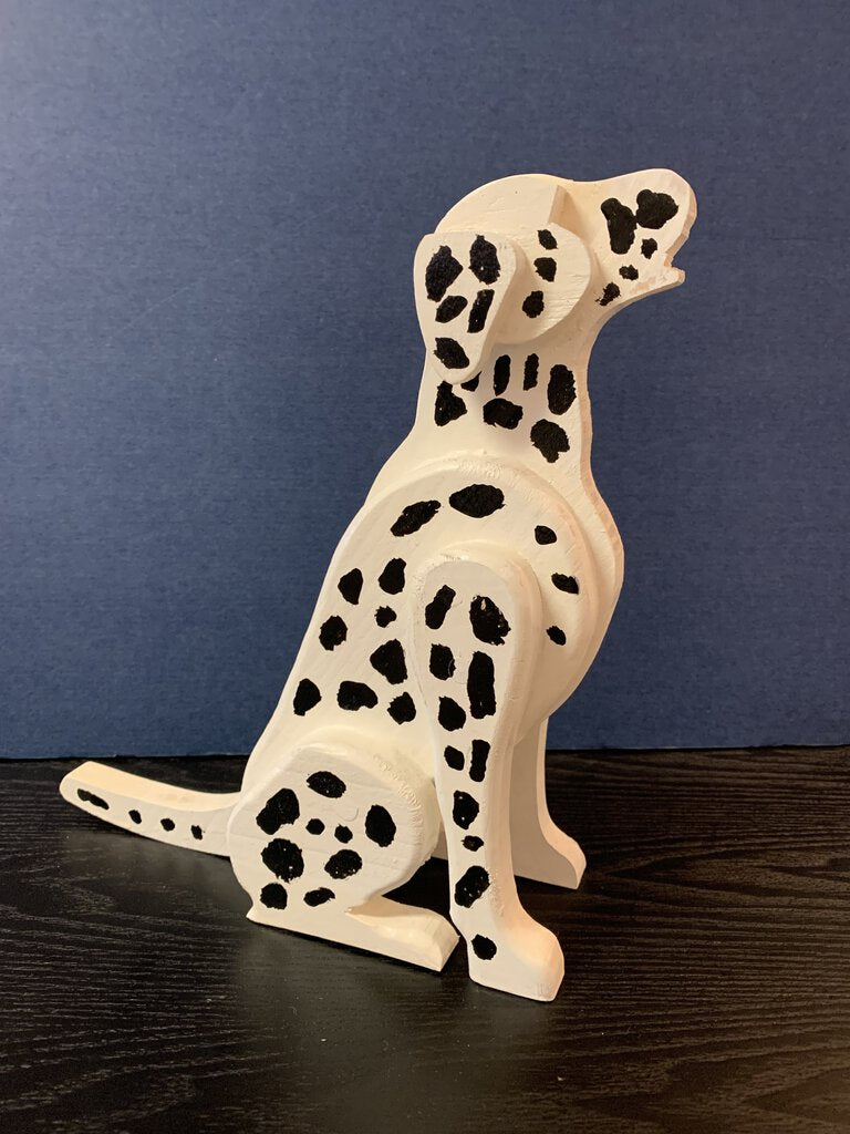 Handcrafted Rustic Wooden Dalmatian Dog