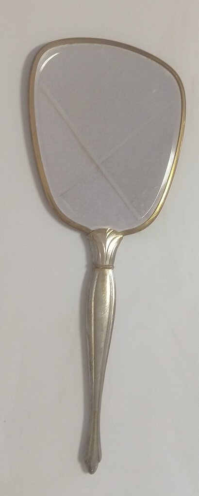 Vintage Hand Mirror - Gold Floral Design