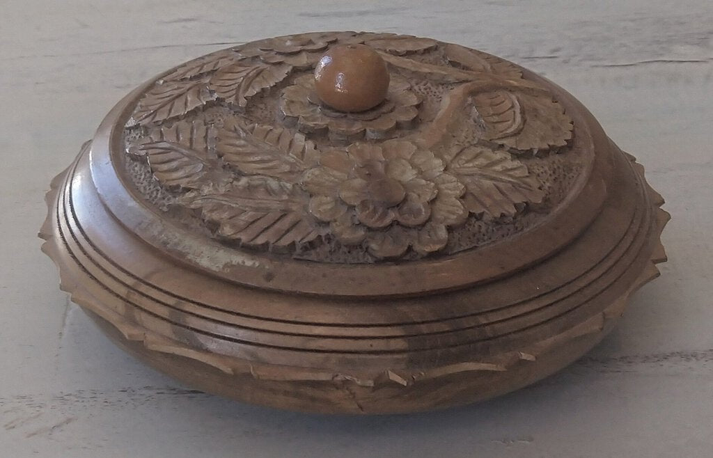 Vintage Round Wood Storage Box