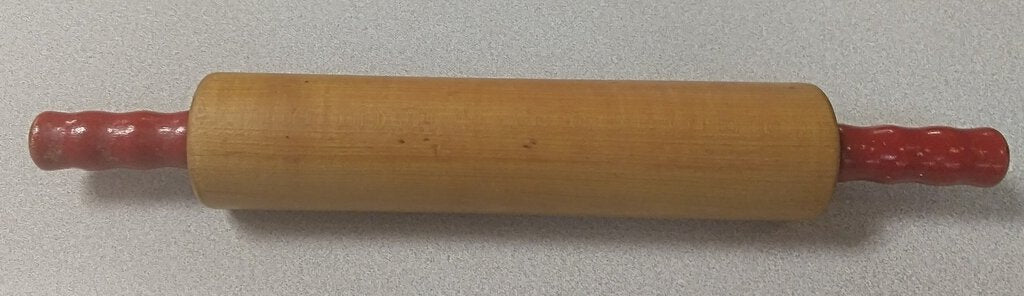 Vintage Wood Rolling Pin - Red Handles