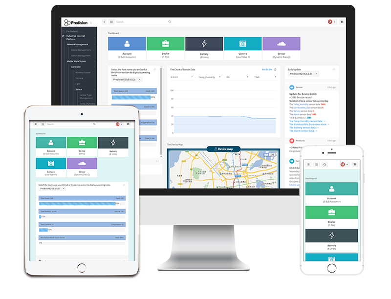 Multiple devices can access cloud storage and reporting