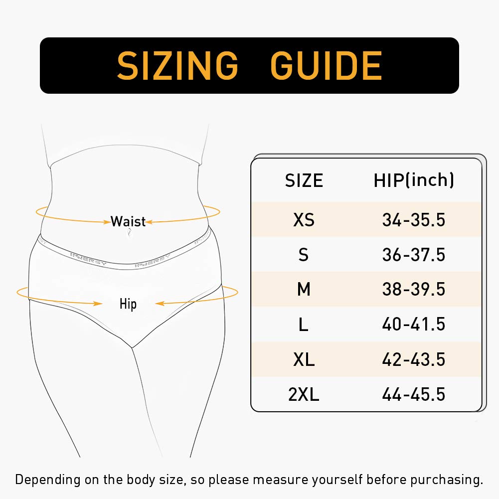 Sizing table for women's cotton hipsters