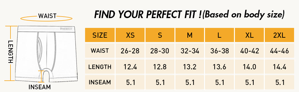 guide des tailles des boxers pour hommes